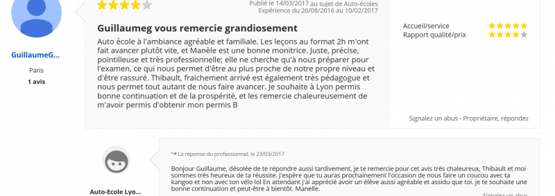 Témoignages de nos élèves
